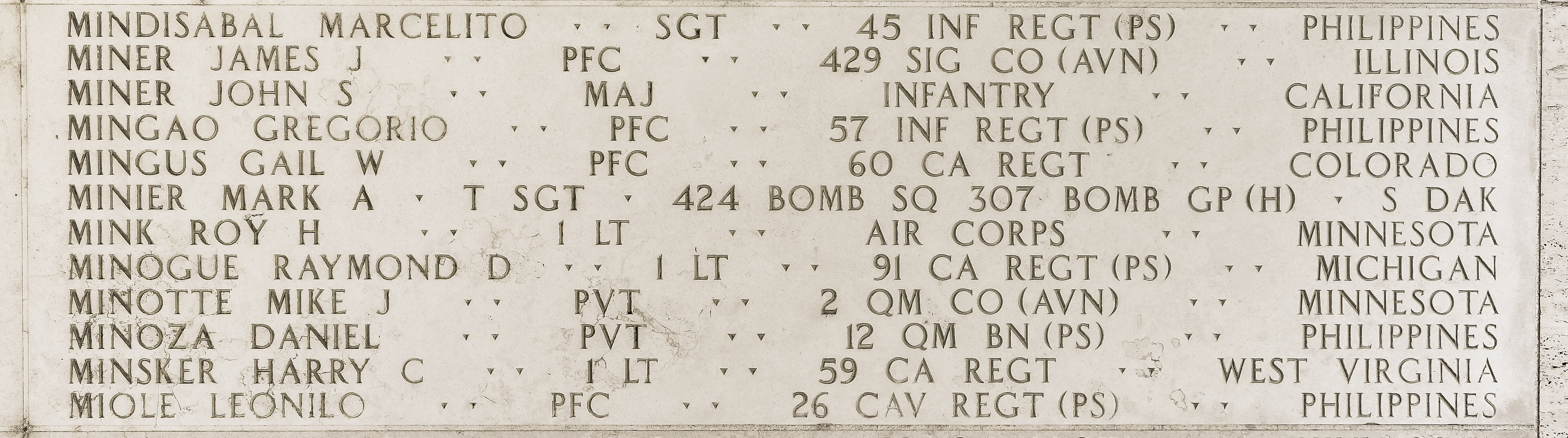 James J. Miner, Private First Class